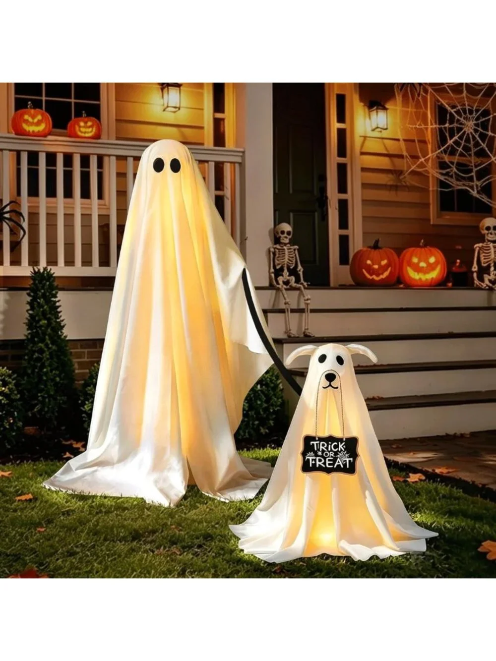 Spooky Ghost Dog Halloween Decor Set | Indoor & Outdoor Party Decorations with